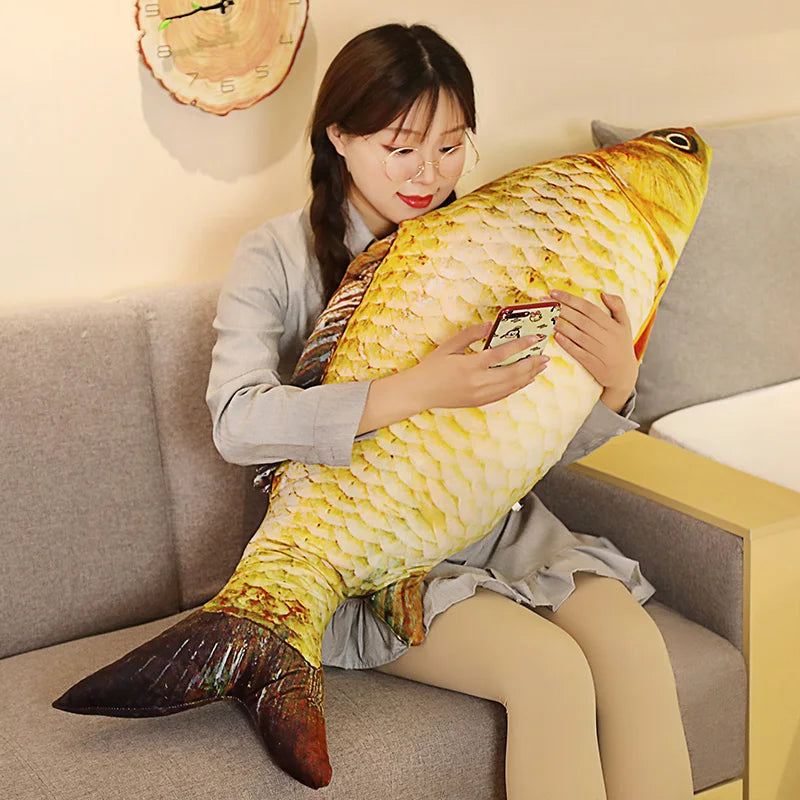 30-80cm 3D Simulation Gold Fish Plush Toys Stuffed Soft Animal Carp Plush Pillow Creative Sofa Pillow Cushion Gift