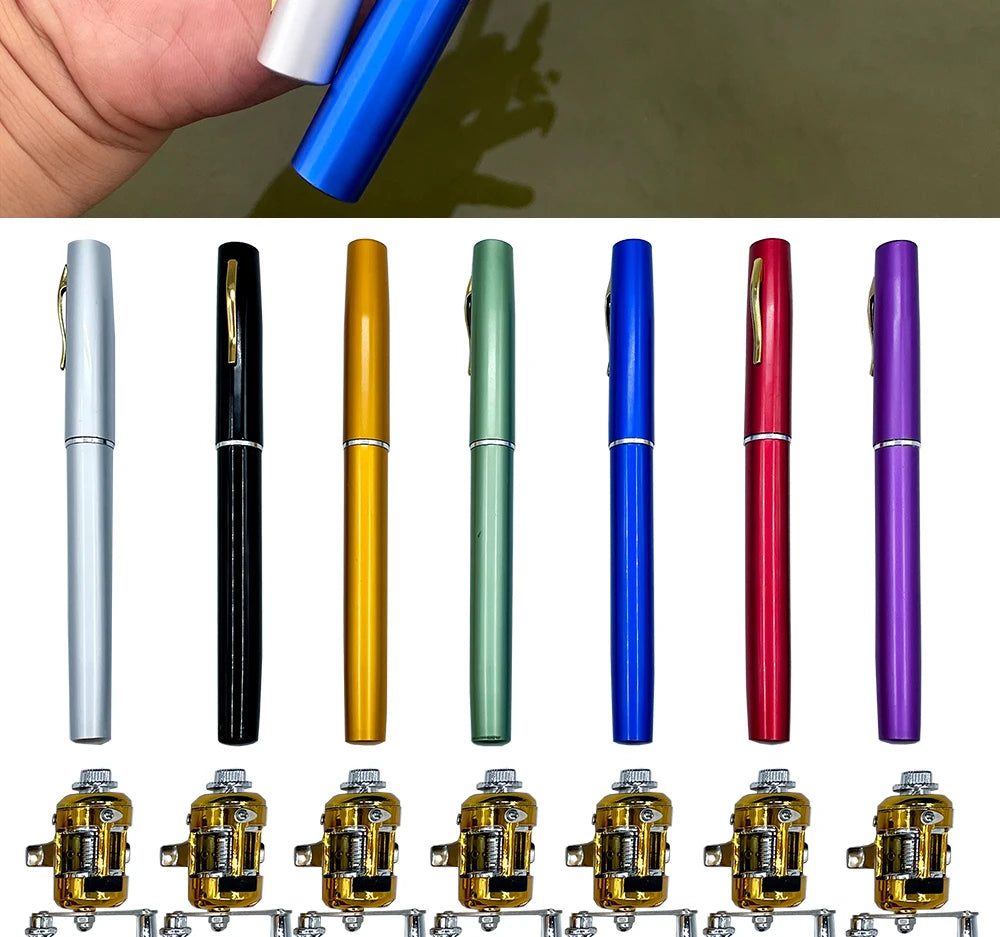 Fishing Rod Reel Combo Set Mini Telescopic Pocket Pen Fishing Rod Pole + Reel