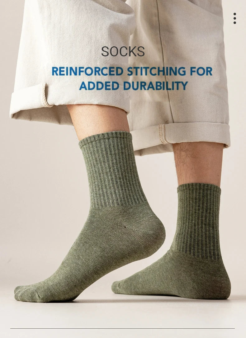 HSS 95% Combed Cotton Socks Men Business Dress Long Socks Casual Solid Color Spring Summer Black White Unisex Socks Comfortable