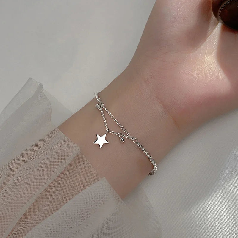 VENTFILLE 925 Sterling Silver Diamond-Studded Butterfly Bracelet Women's Fashion Temperament Flower Adjustable Bracelet