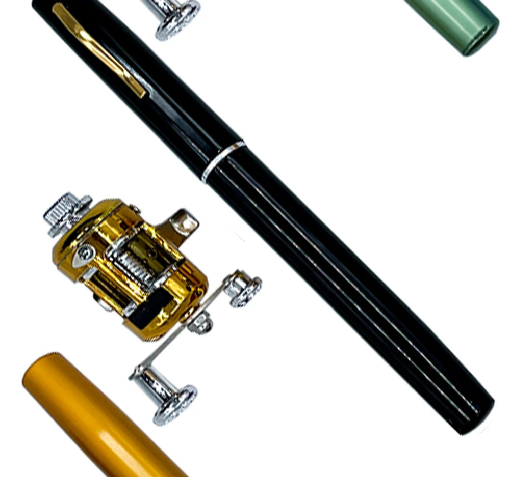 Fishing Rod Reel Combo Set Mini Telescopic Pocket Pen Fishing Rod Pole + Reel