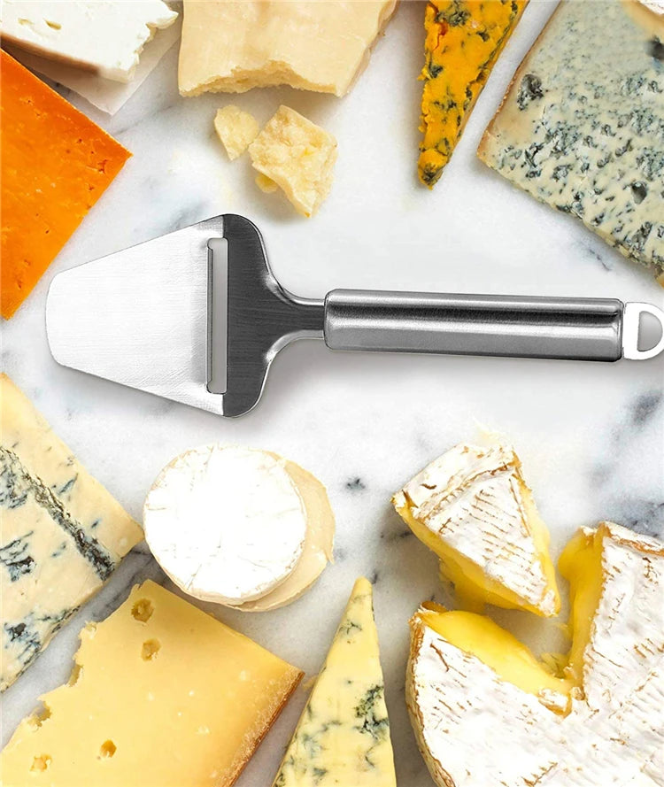 LMETJMA Stainless Steel Cheese Slicer Heavy Duty Plane Cheese Cutter Non-Stick Cheese Slicer Knife Server KC0331