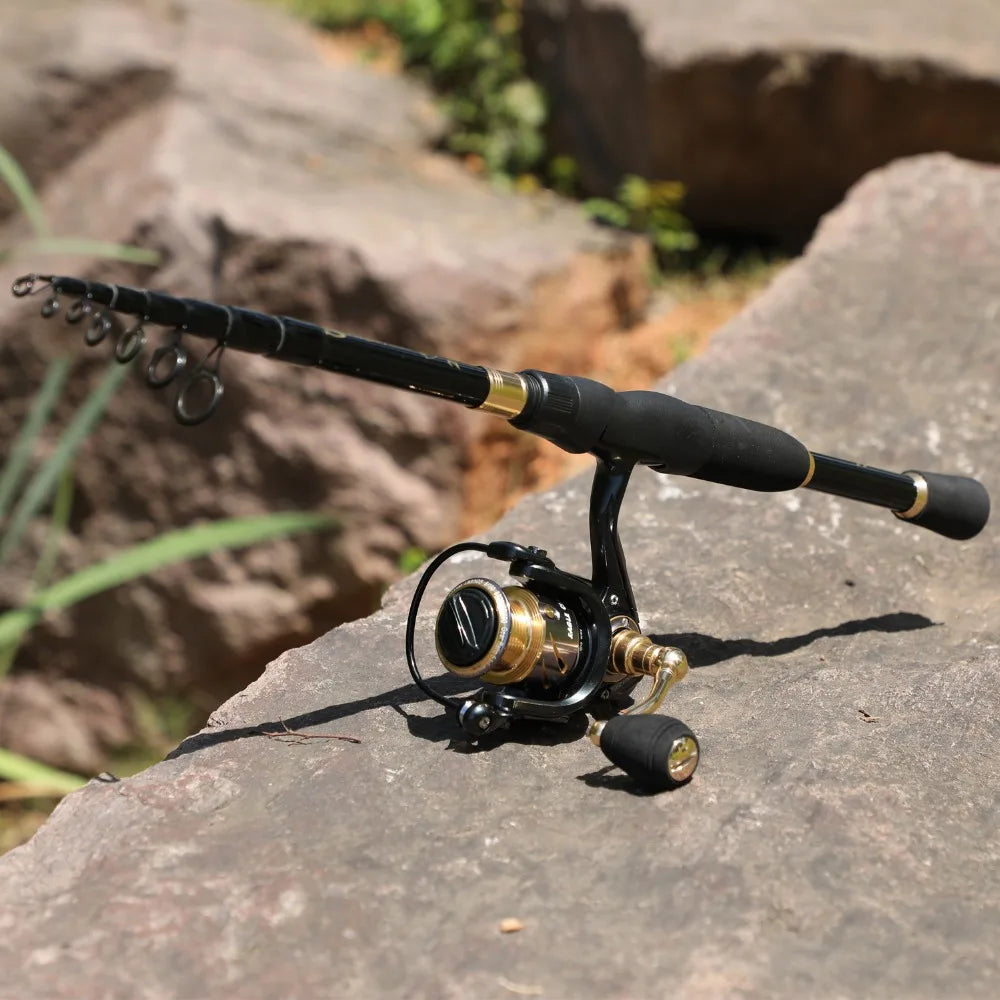 Sougayilang 2.1m 2.4m Telescopic Fishing Rod Ultralight Weight Spinning Rod Casting Fishing Rod Carbon Fiber Fishing Rod Tackle