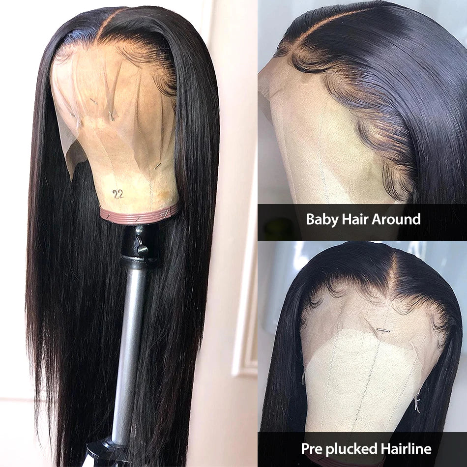 30 40 Inch Straight HD Lace Front Wig Brazilian Cheap Frontal pre plucked Straight Wigs For Women Choice Human Hair 250 Density