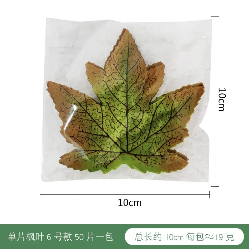 50pcs Artificial Maple Leaf Halloween Harvest Festival Home Decoration Boneless Feel Red Single Piece Artificial Maple Leaf