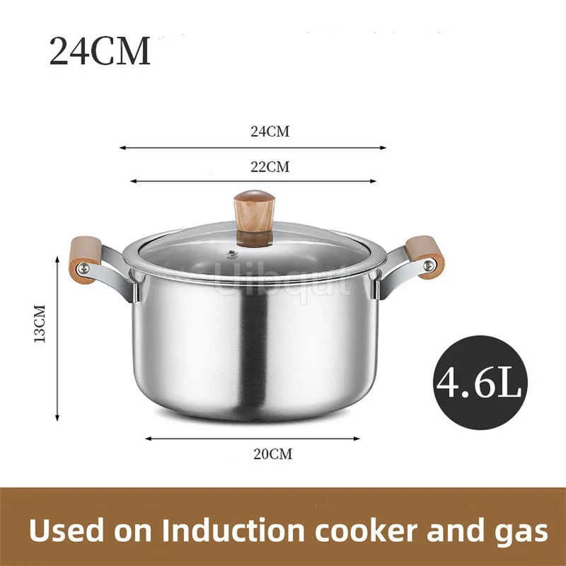 Stainless Steel pot Double Bottom Soup Pot Nonmagnetic Cooking Multi purpose Cookware Non stick Pan Gas cooker used pot hot pot