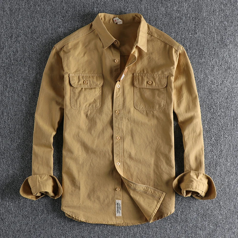 Multi-colored Retro Stripe Cotton Shirt Men's Long Sleeve Spring Autumn New Fashion Daily Dressed Up Workwear Shirt