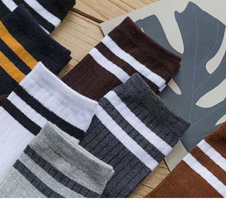 5/10 Pair New Striped Casual Breathable Socks High Quality Harajuku Retro Socks Men/Women Cotton Socks