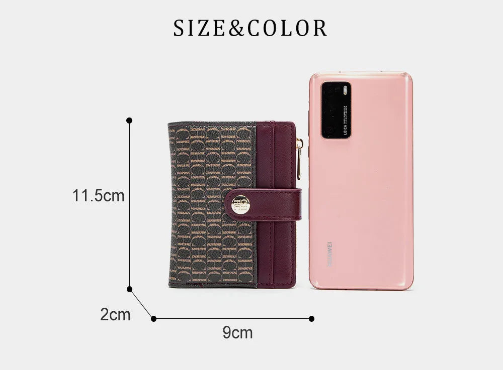 CH Luxury Brand Classic Retro Square Design Card Case Fashion Button Classic Folding Money Clip Compact Lightweight Luxury Women