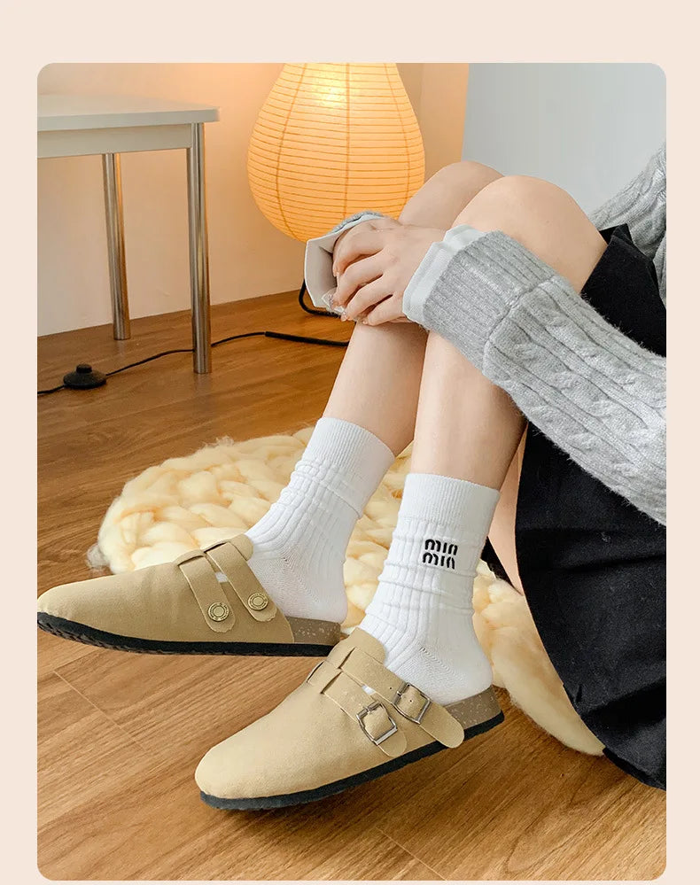 5 Pairs Socks Letter Designer Women Socks Luxury Brands Embroidered Striped Double-needle Mid-Tube Fashion Solid Cotton Socks