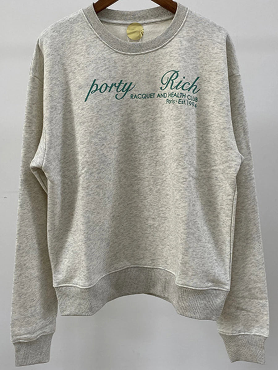 Letter Printed Sport Sweatshirts For Women Loose Casual Long Sleeve Hooded Sweatshirt 2024 New Streetwear Fashion Pullover Tops