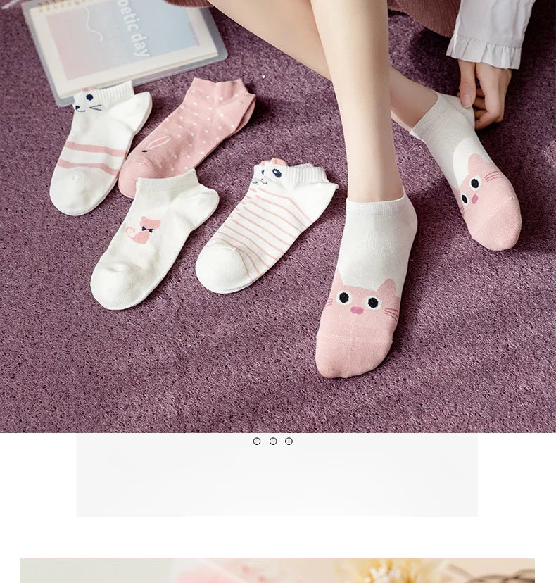 5 Pairs Lolita Japanese Woman Cute White Short Socks Set Girl Spring Summer Sweet Ruffle Lovely Cotton Socks For Women
