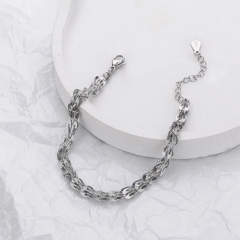 VENTFILLE 925 Sterling Silver Diamond-Studded Butterfly Bracelet Women's Fashion Temperament Flower Adjustable Bracelet