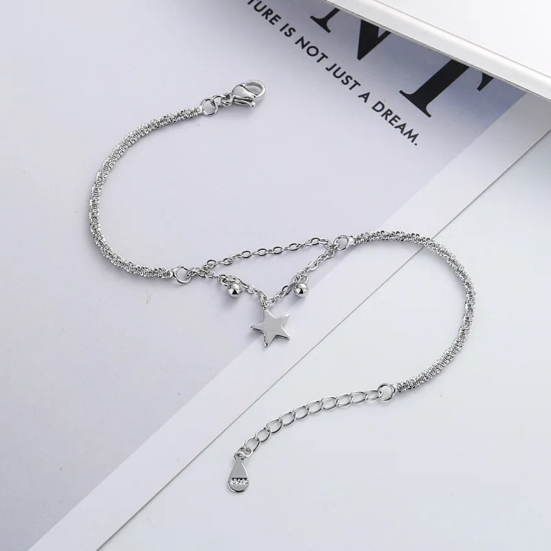 VENTFILLE 925 Sterling Silver Diamond-Studded Butterfly Bracelet Women's Fashion Temperament Flower Adjustable Bracelet