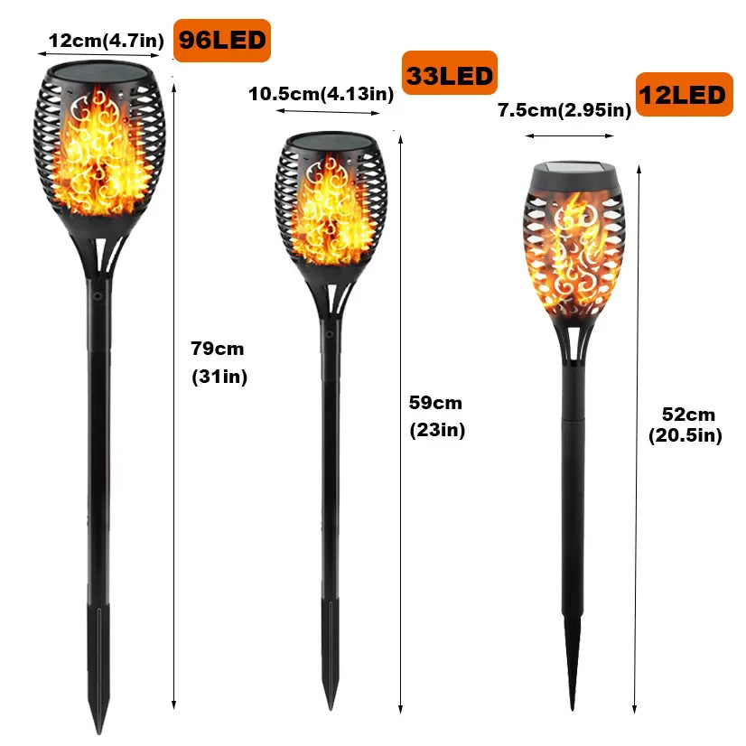 12/33/96 LED Solar Torch Light Lawn Garden Plug in Light Outdoor Courtyard Waterproof Induction Decoration Landscape Flame Light