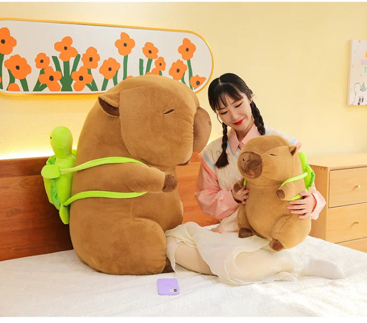 Super Cute Capybara With Turtle Backpack Capibara Plush Doll Giant Kawaii Stuffed Animal Doll Children Kids Birthday Gift Toys