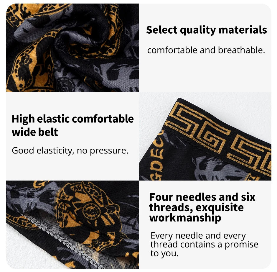 10 Men's Boxer Underwear Black Gold Random Soft And Comfortable Skin-friendly Joker Four Seasons Selling Adolescent Shorts