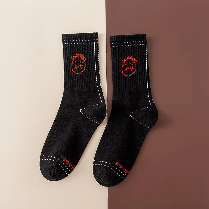 Mid Tube Cotton Socks for Sports Skateboarding with Unique Ghost Face Role-playing Design colour socks