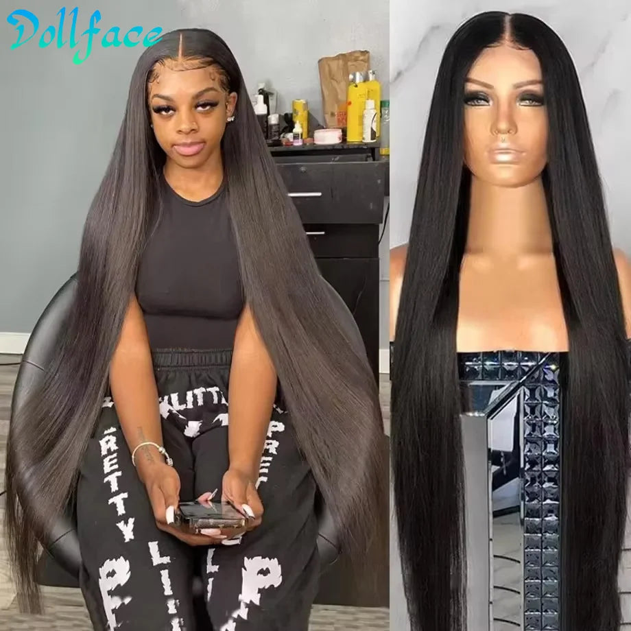 30 40 Inch Straight HD Lace Front Wig Brazilian Cheap Frontal pre plucked Straight Wigs For Women Choice Human Hair 250 Density