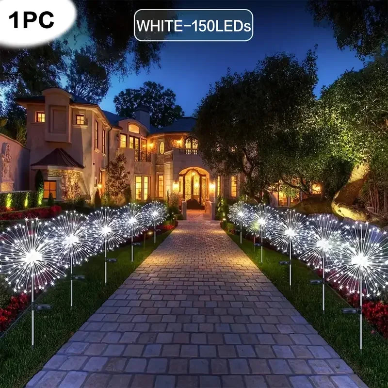 NEW Garedn Solar Fireworks Lights Outdoor Waterproof Solar Garden Lights 8 Lighting Modes with Remote Control Decorations Light