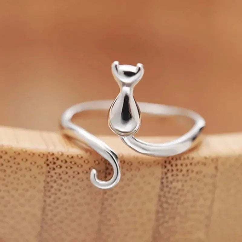 Huitan Cute Mouse Shape Open Ring for Women Antique Silver Color Modern Fashion Girls Finger Accessories Hip Hop Party Jewelry