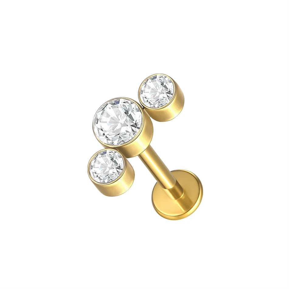 1pcs Titanium Piercing Cross Flower Stud Earring Internally Threaded Cubic Zircon Tragus Helix Piercing Body Jewelry