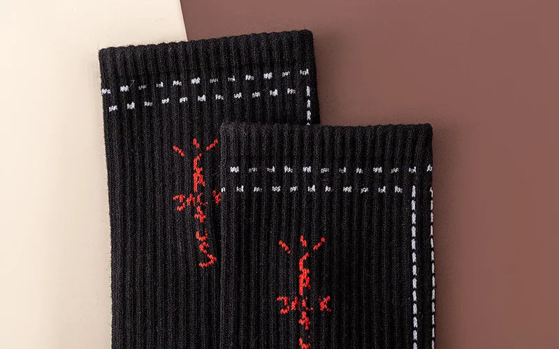 Mid Tube Cotton Socks for Sports Skateboarding with Unique Ghost Face Role-playing Design colour socks