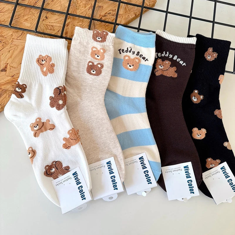 Good Quality Cartoon Elegant Lady Bear Women's Cute Socks Cotton Harajuku Style Woman Novelty Breathable Sox Christmas Gifts
