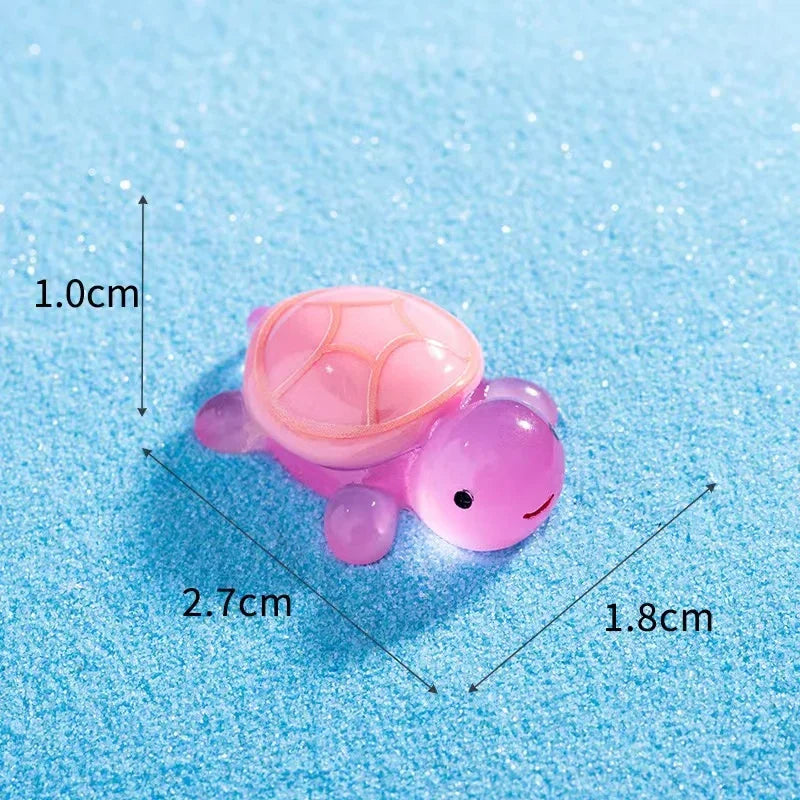 50 Pcs Cute Mini Luminous Turtle Ornaments Glowing in The Dark Miniatures Turtle Micro Landscape Kids Toys Home Decor Gift