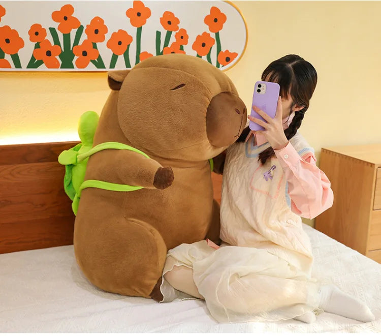 Super Cute Capybara With Turtle Backpack Capibara Plush Doll Giant Kawaii Stuffed Animal Doll Children Kids Birthday Gift Toys