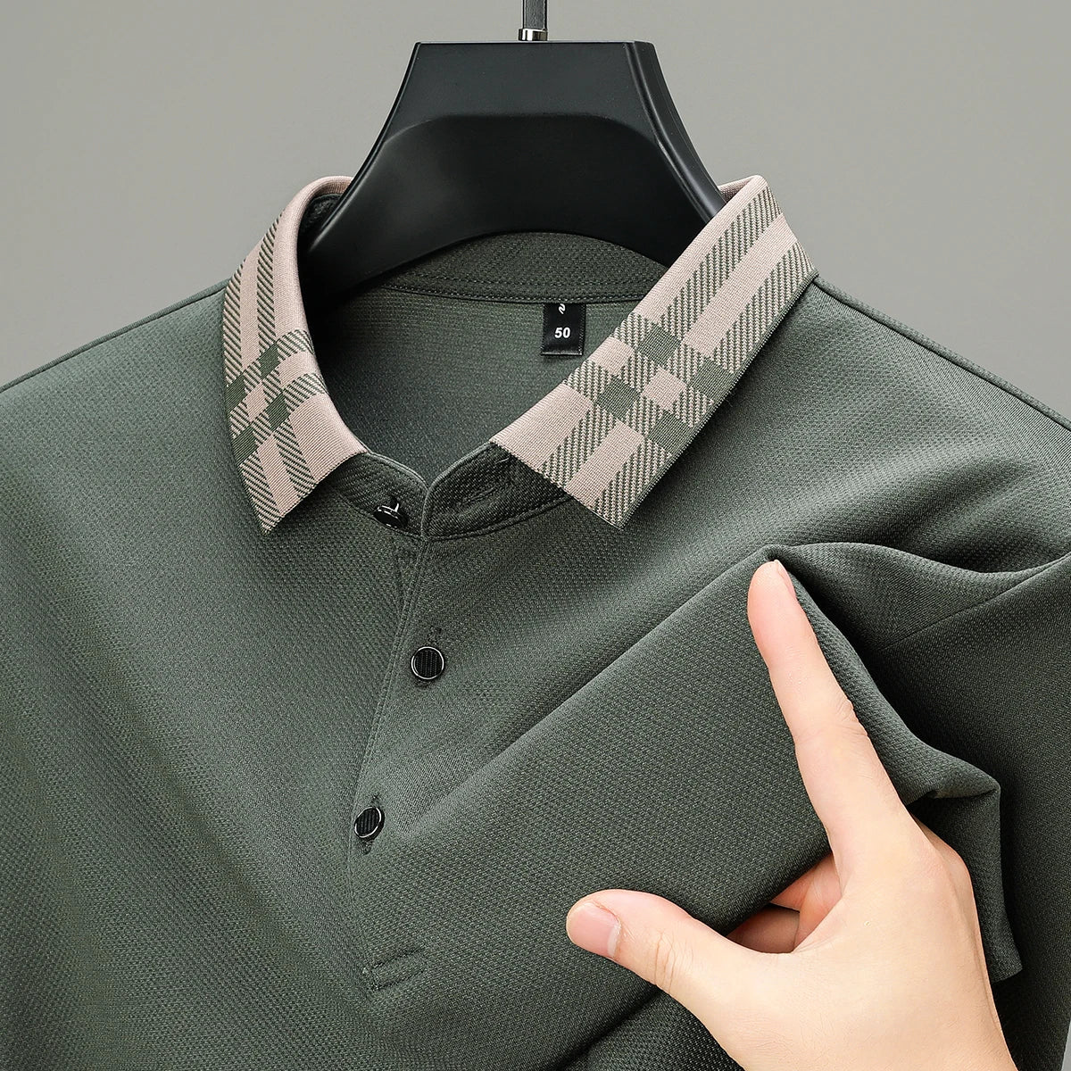 Light luxury brand polo shirt long sleeved spring and autumn new style comfortable and breathable casual striped lapel T-shirt