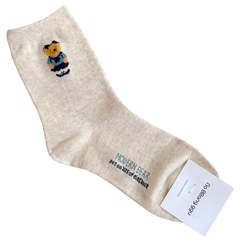 Good Quality Cartoon Elegant Lady Bear Women's Cute Socks Cotton Harajuku Style Woman Novelty Breathable Sox Christmas Gifts