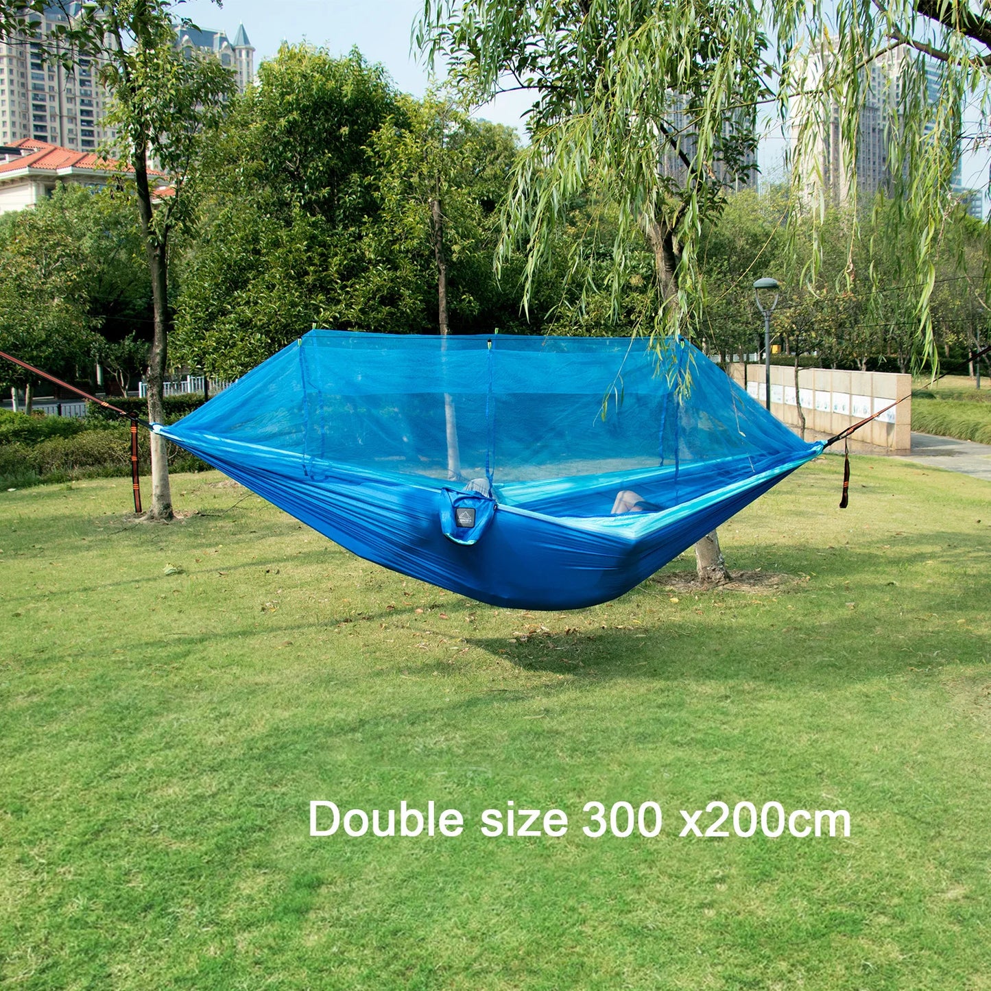Single and Double Size Nylon Fabric Portable Travel Outdoor Camping Hanging Sleeping Hammock with Mosquito Net