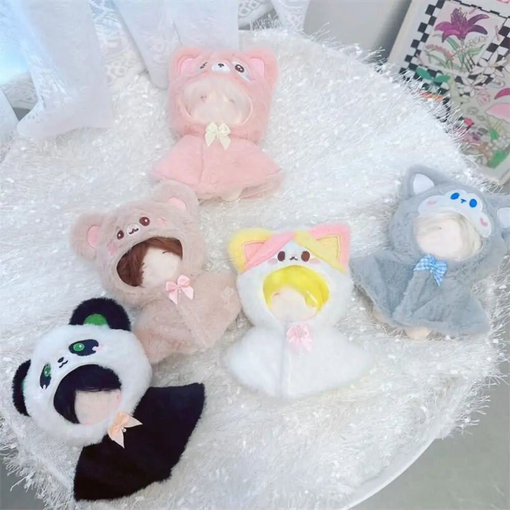 10CM Doll Plush Cloak Gift Toys Accessories Cotton Stuffed Dolls Doll Clothes Plush Outfit Replaceable Cartoon Animal Shawl