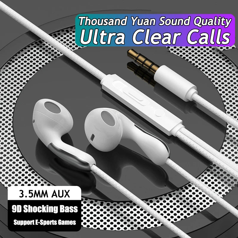 9D HIFI Heavy Bass Waterdrop Style Wired Earphones 3.5MM AUX/Type-C Digital Chip Headsets For Samsung Xiaomi Android Tablet PC