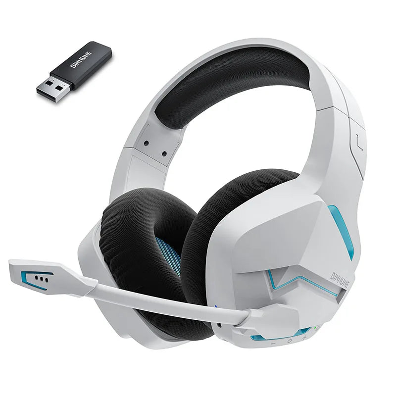 BINNUNE BW01 Wireless Gaming Headset for PC PS4 PS5 Playstation 4 5, 2.4G Wireless Bluetooth USB Gamer Headphones with Mic