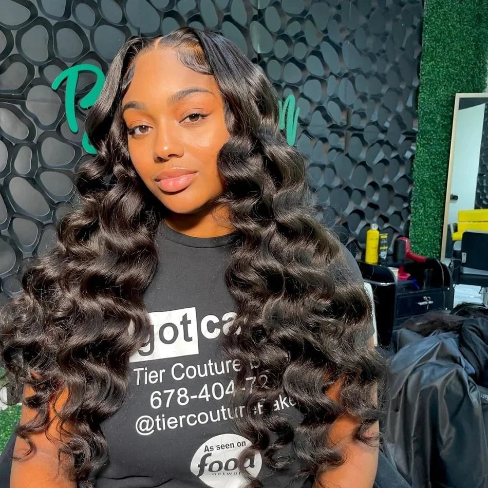 HD 13x6 Loose Nature Wave Lace Front Human Hair Wigs 250% Transparent 30 40 Inch 13x4 360 Full Deep Water Wave Lace Frontal Wig
