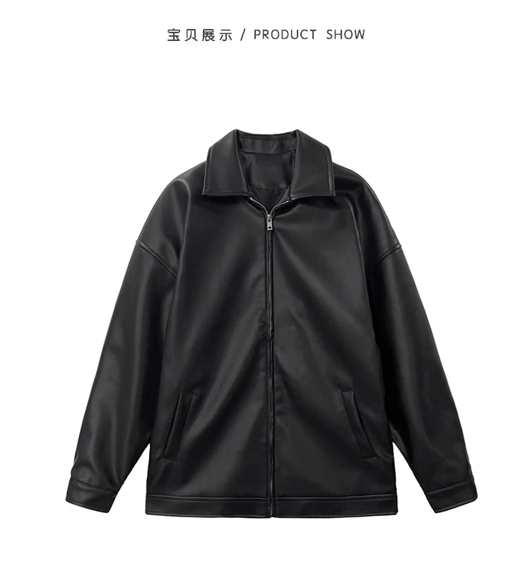 Mauroicardi Spring Autumn Cool Luxury Short Black Soft Light Pu Leather Jacket Men Zipper Casual Mens Jackets and Coats Fashion
