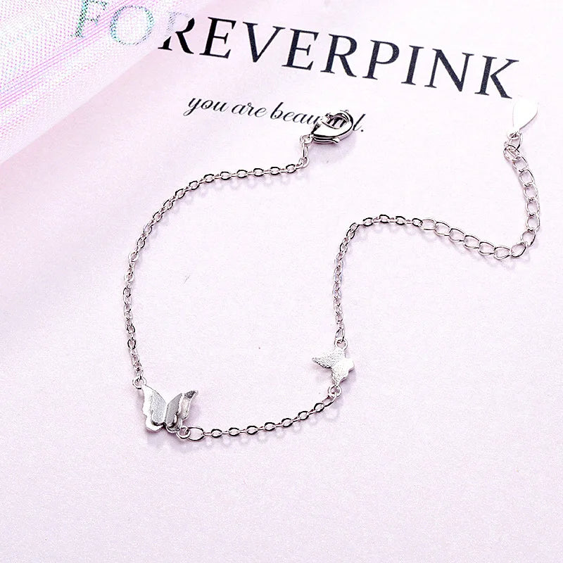 VENTFILLE 925 Sterling Silver Diamond-Studded Butterfly Bracelet Women's Fashion Temperament Flower Adjustable Bracelet