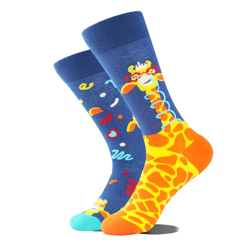 AB Happy Cotton Funny Socks Men Beer Panda Duck Crazy Design Sokken Unisex Novelty Plant Piano Crew Skateboard Calcetines Hombre