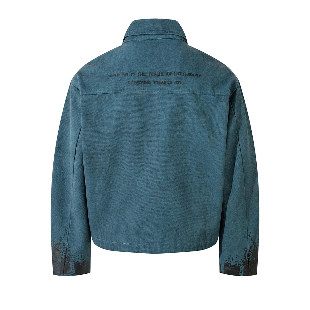 Streetwear Washed Painted Autumn Windbreaker Jackets Mens and Women Turn Down Collar Baggy Clothes Oversized Loose Outwear Coats