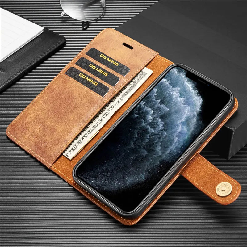 Detachable Magnetic Leather Phone Case for IPhone 16 Pro Max 15 12 13 11 14 Plus XS XR X SE 2022 Wallet Card Holder Cover Coque