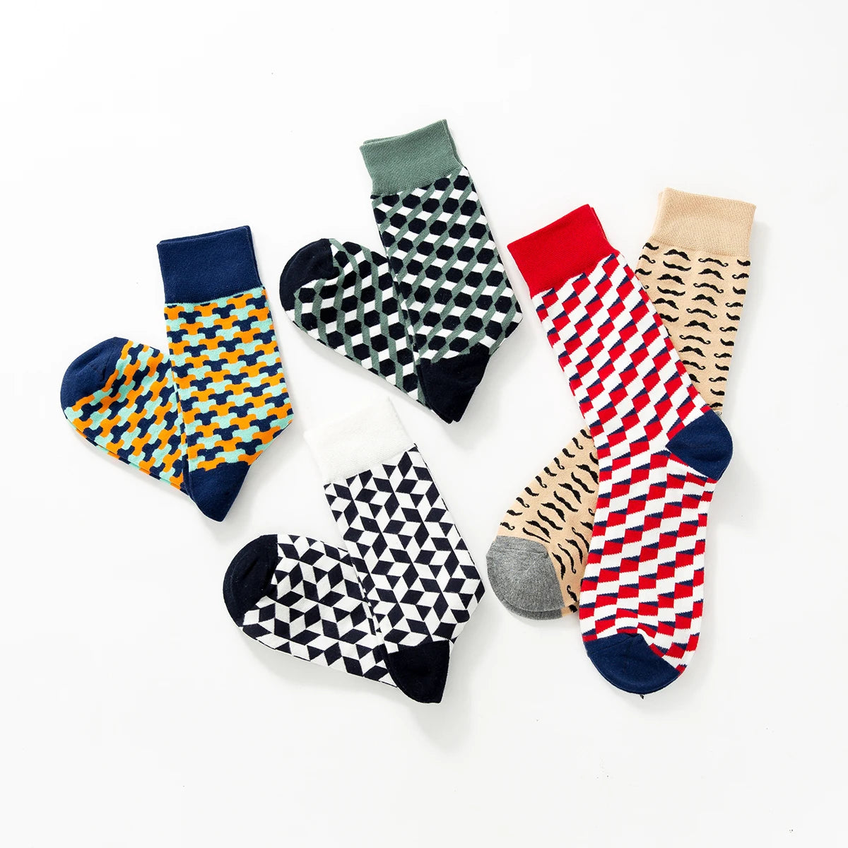 5-6 Pairs New High Quality Combed Cotton Men Socks Women Happy Fashion Novelty Skateboard Crew Casual Funny Socks for Men