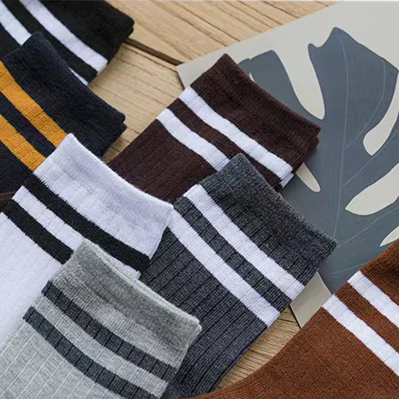 5/10 Pair New Striped Casual Breathable Socks High Quality Harajuku Retro Socks Men/Women Cotton Socks