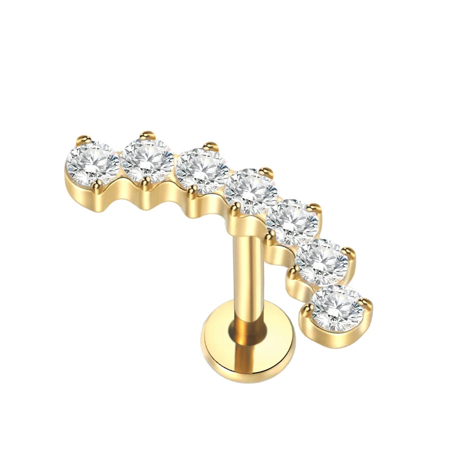1pcs Titanium Piercing Cross Flower Stud Earring Internally Threaded Cubic Zircon Tragus Helix Piercing Body Jewelry