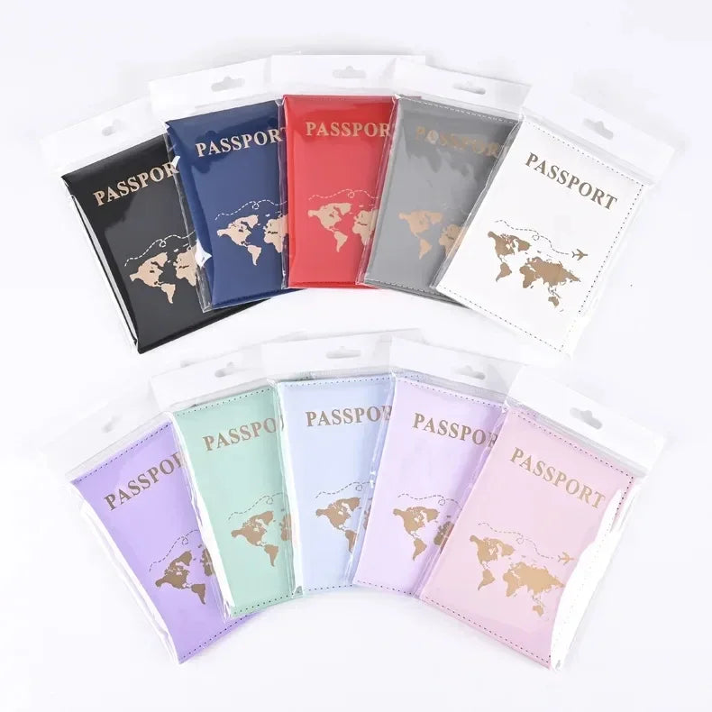 Fashion Women Travel Passport Cover Holder Case ID Credit Card Holder Travel Accessories Map Passports Wallet Ticket Protective