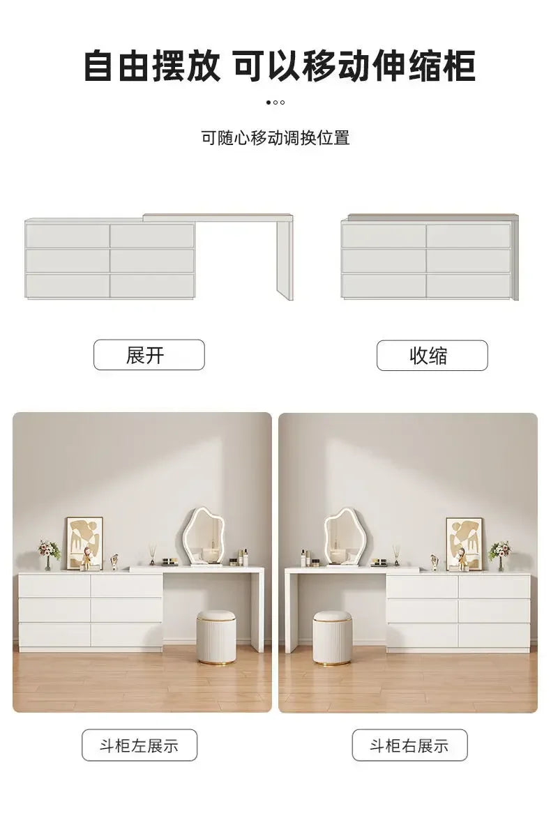 Luxury Dressing Table Drawer White Makeup Mirror Corner Desk Dresser Table Cabinet Organizers Storage Penteadeira Home Furniture