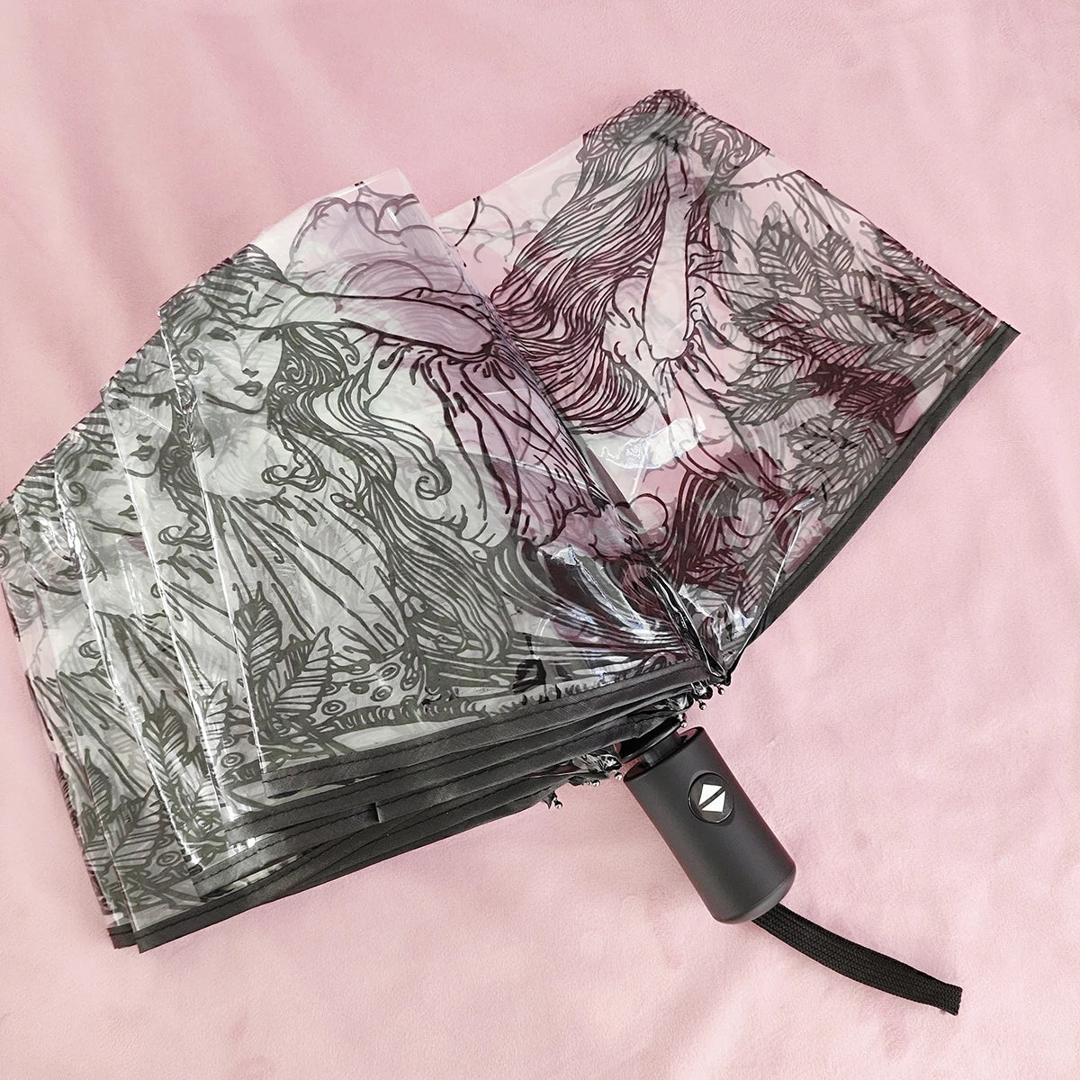 1Pc-Korean Transparent Umbrella Folding Automatic Open and Close Umbrella Mori Three-Fold Student Sunny Umbrella