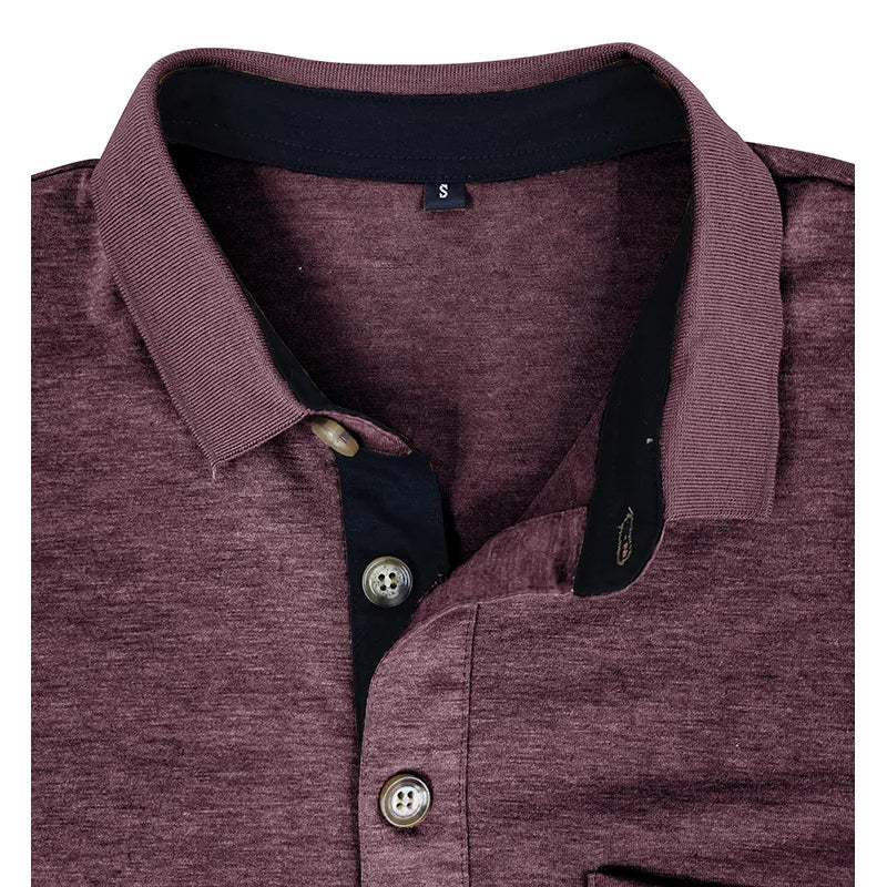 Spring Trend Men's Long Sleeve Casual Tshirt Solid Lapel Button Up Pullover Tops Autumn Turn Down Collar Bottoming Polo Shirt