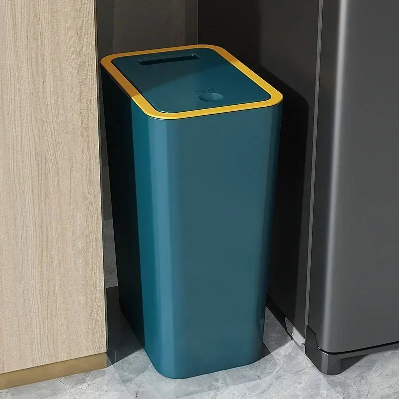 10L/12L Nordic Trash Can with One-Touch Lid Bin Deodorant Waterproof Dustbin Large Capacity Slim Toilet Gold Garbage Can